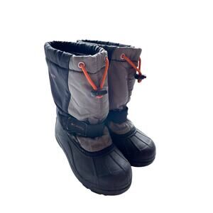Kid's Columbia Youth Powderbug Forty Winter Snow Boots Gray and Black Size 1